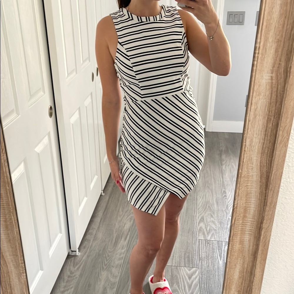 Jack White & Black Striped Asymmetrical Sheath Dress